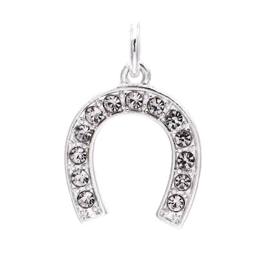 Silver Plated Pavé Horseshoe Charm by Bead Landing™